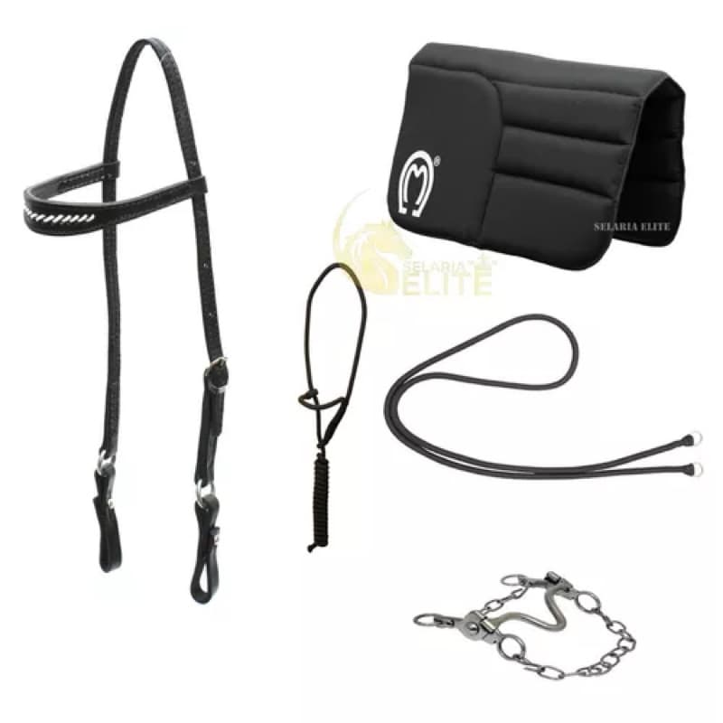 Kit Mangalarga Cabeçada Manta Freio Inox Rédea E Cabresto
