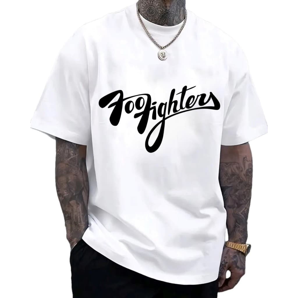 Camiseta Foo Fighters Masculina 100% Algodão 30.1- Gola Redonda - Rock Clássico com Estampa Premium e Conforto Garantido