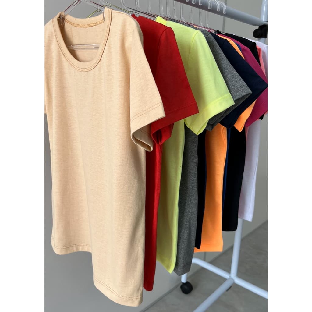 Kit 6 Camisetas Infantil Meia Malha Manga Curta Lisa Sortidas Escolar 2 ao 18