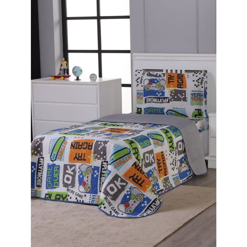 Kit Colcha Cobre Leito Solteiro Dupla Face Estampas Bouti