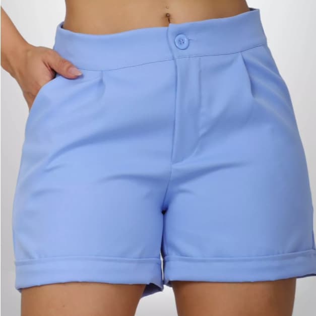 Short Curto Alfaiataria Social Feminino Com Bolsos Tdc Modas