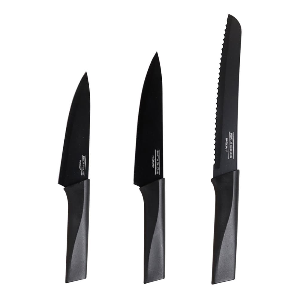 Kit 3 Facas Com Lâminas Em Aço Inox Faca Chef e Faca Pão Cozinha