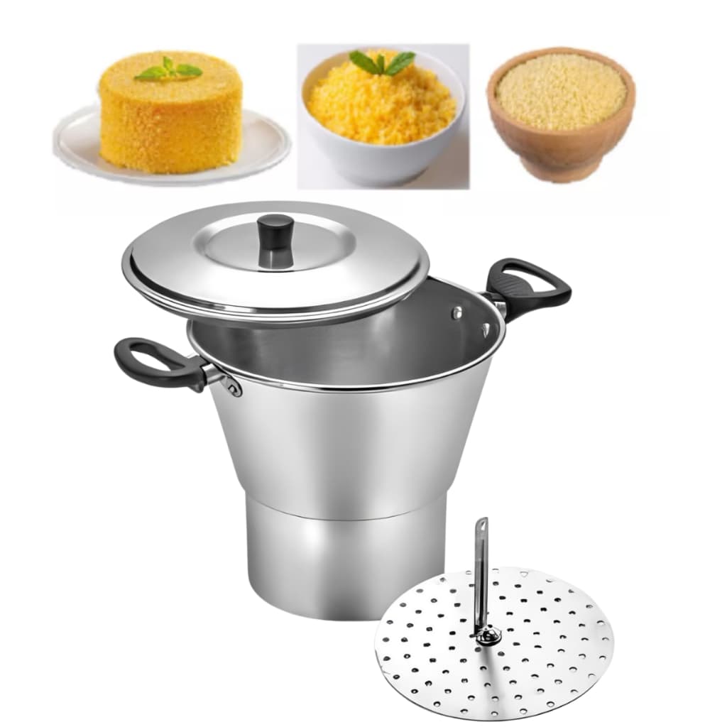 Cuscuzeiro 16/18 Alumínio Panela Cuscuzeira Faz Cuscuz Delicioso Médio Top De Linha Polido Reforçado