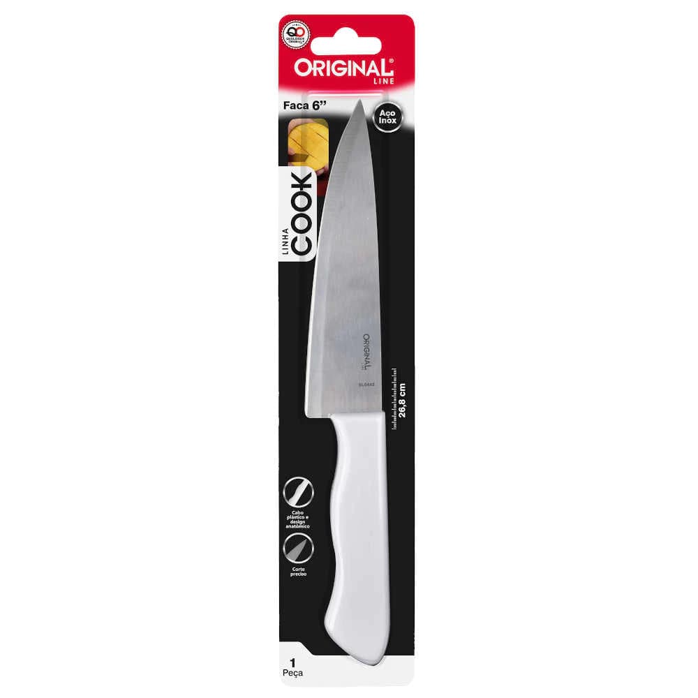 Faca para churrasco 6 polegadas - 26,8cm em Aço Inox com Cabo Plástico para Cortes Precisos afiada