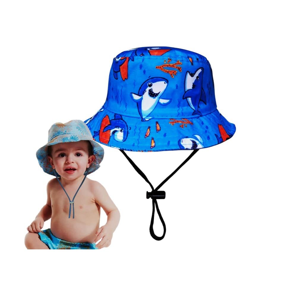 Chapéu BUCKET TUBARÃO boné bebê infantil menino PROTEÇÃO SOLAR COM CORDINHA