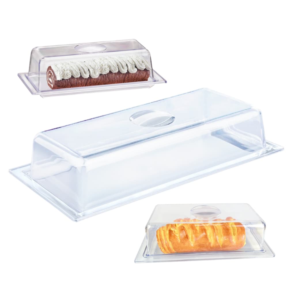 Porta Pães Salgados Doces Acrílico Retangular Transparente Protetor De Alimento