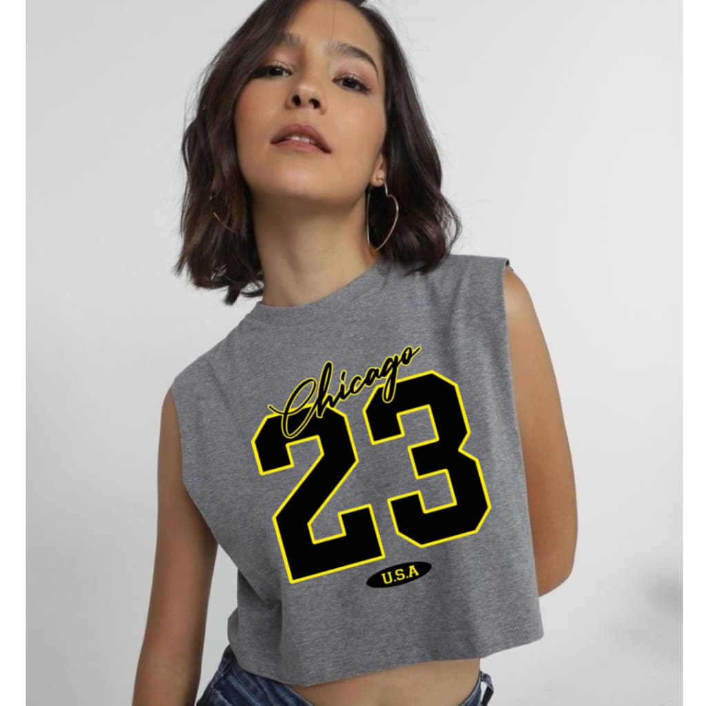Cropped Camiseta Regata Chicago 23 Feminino Leve Macia Excelente Acabamento Envio Rápido