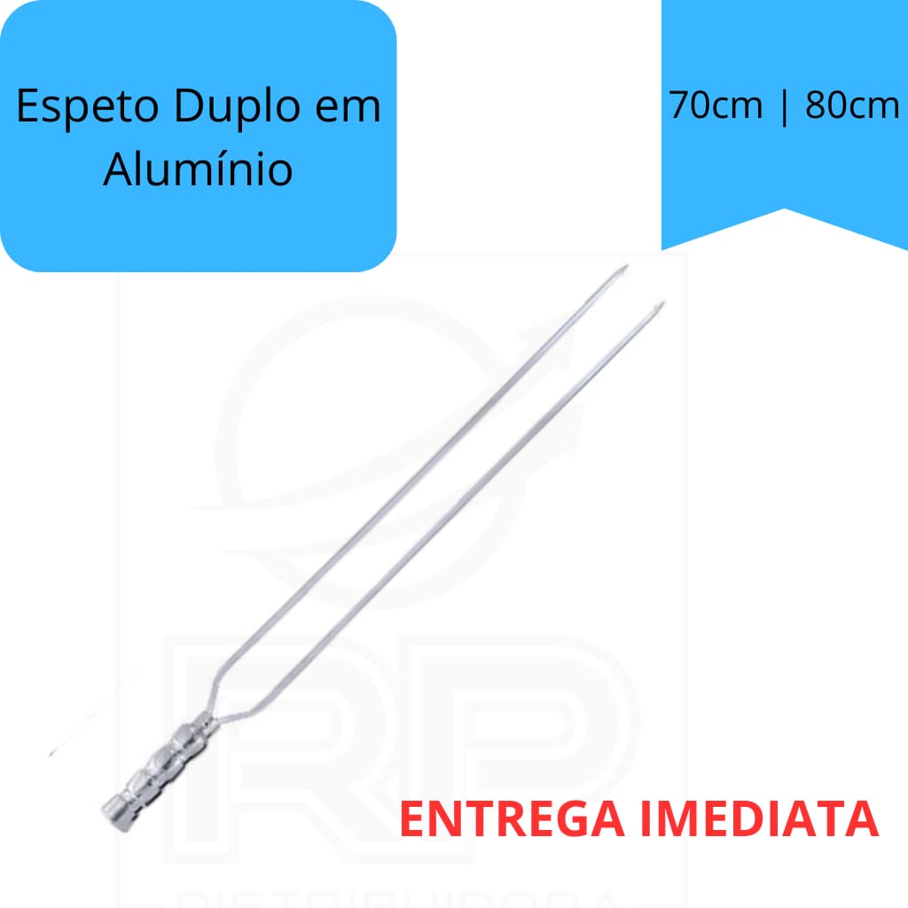 Espeto Duplo para Churrasco 70/80cm Feita em Alumínio com Cabo revestido