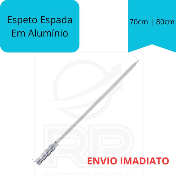 Espeto Barra Chata para Churrasco 70/80cm Com Cabo Revestido Feito em Alumínio