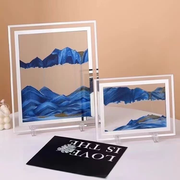 QUADRO PINTURA CRIATIVA.Ampulheta Duna 3D Vidro Moving Sandscape Areia Movediça  QUADRADO