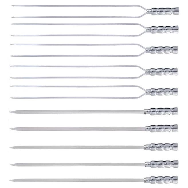 Kit 10 espetos para Churrasco 5 Espadas e 5 Duplos 70/80cm Feito em Alumínio com Cabo Revestido