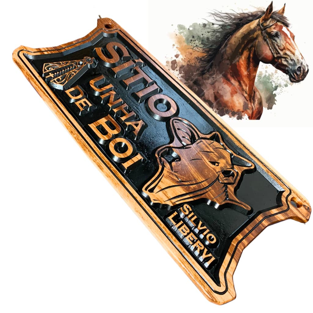 Placa Personalizada Madeira Maçica Nobre Varias Medidas Sítio Chácara Fazenda - Woodart