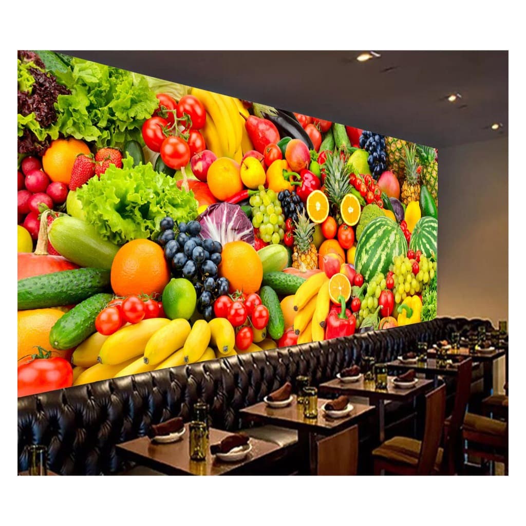 Adesivo de parede Furtas verduras legumes horti fruti mercado feira papel de parede painel m² AL 417