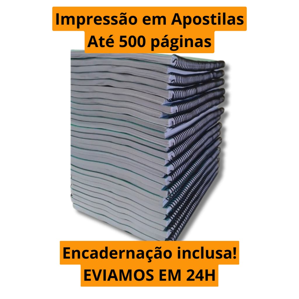 Impressão de Apostila / Até 250 Folhas - 500 Páginas