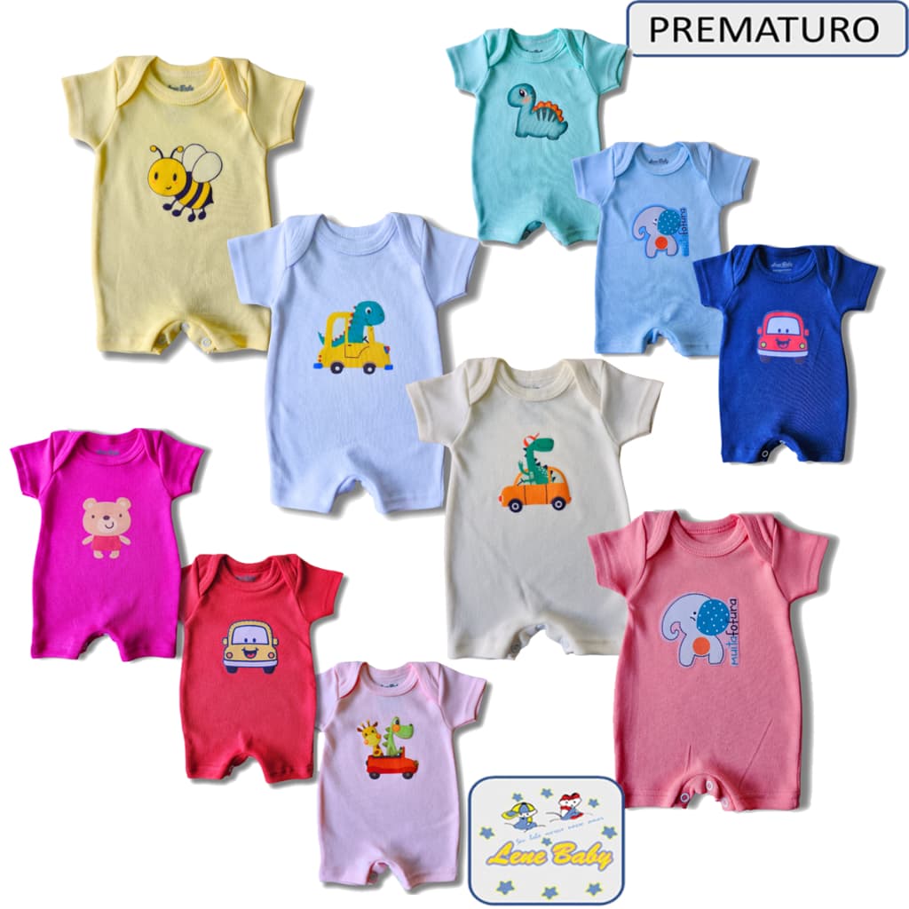Macacão Curto Suedine 100% Algodão  para Bebê  Prematuro e Boneca Reborn LENE BABY