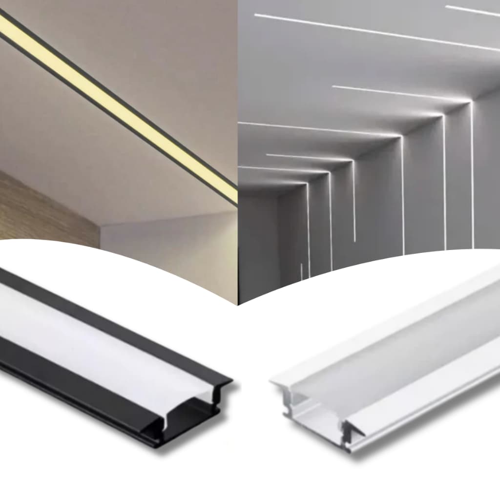 10 Metros Perfil Alumínio Barra 1M Para Fita Led Embutir 1707 Acabamento Decoração Gesso Sanca Forro