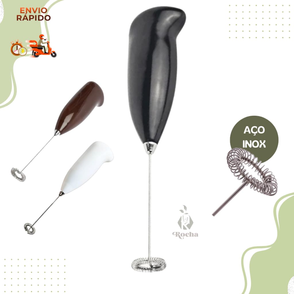 Mini Mixer Misturador De Bebidas Portátil Elétrico Inox Milk Shake Multi Uso