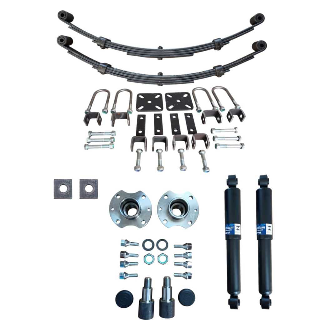 Kit Suspensão Carretinhas 550kg Completo + Amortecedor + kit cubo fiat completo feixo de molas e kit jumelos