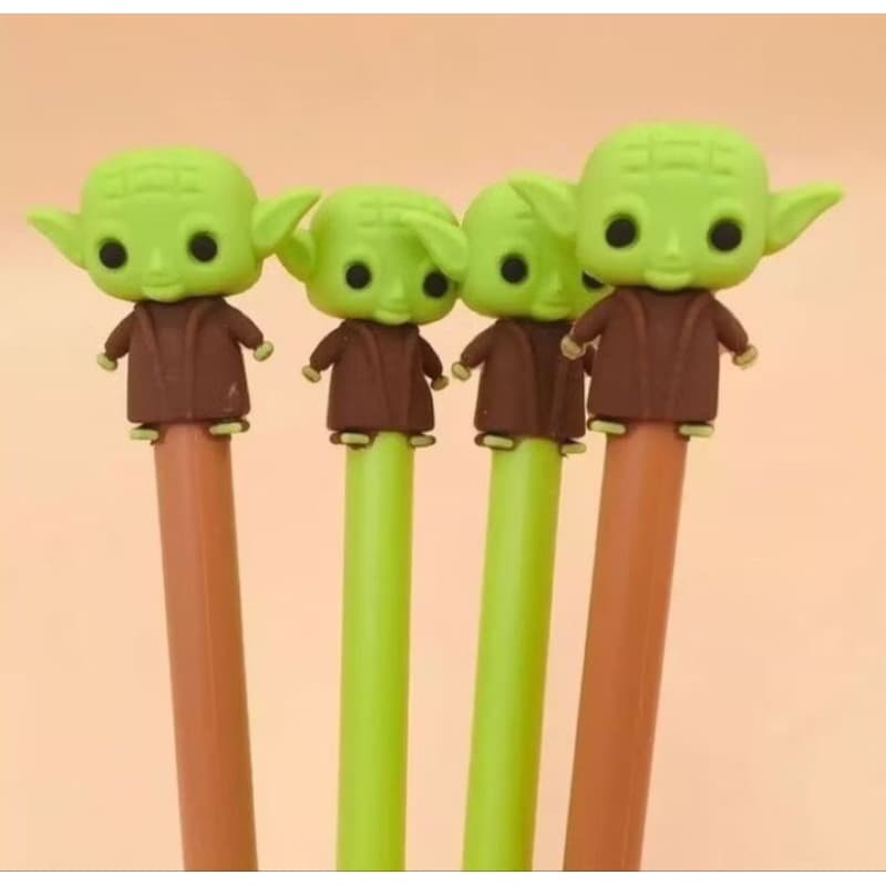 06 Canetas Mestre Yoda /Escrita Azul/ Ponta Fina/ Canetas divertidas/Caneta escrita azul/ Canetas/ Mestre Yoda