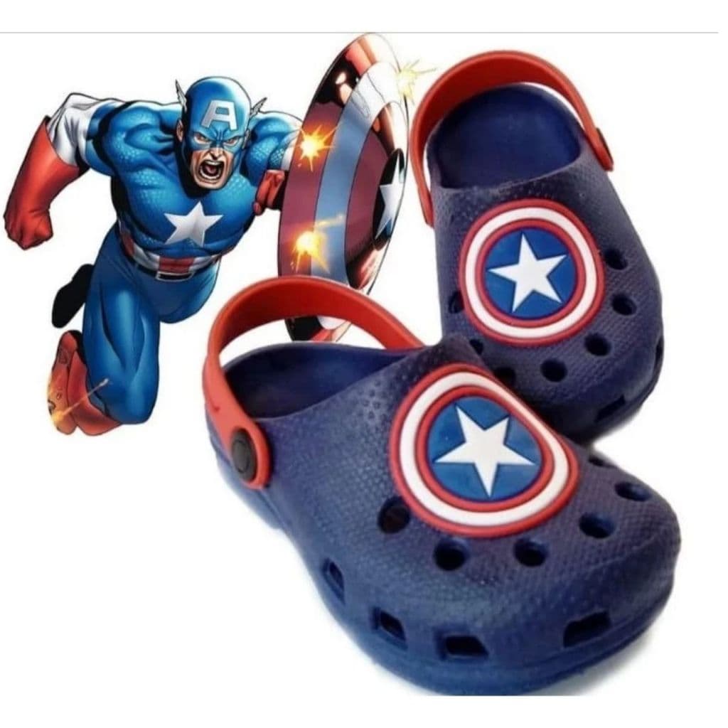 Babuche Calcfacil Capitao America Infantil Menino Respiravel Leve e Macio Flexivel Confortável