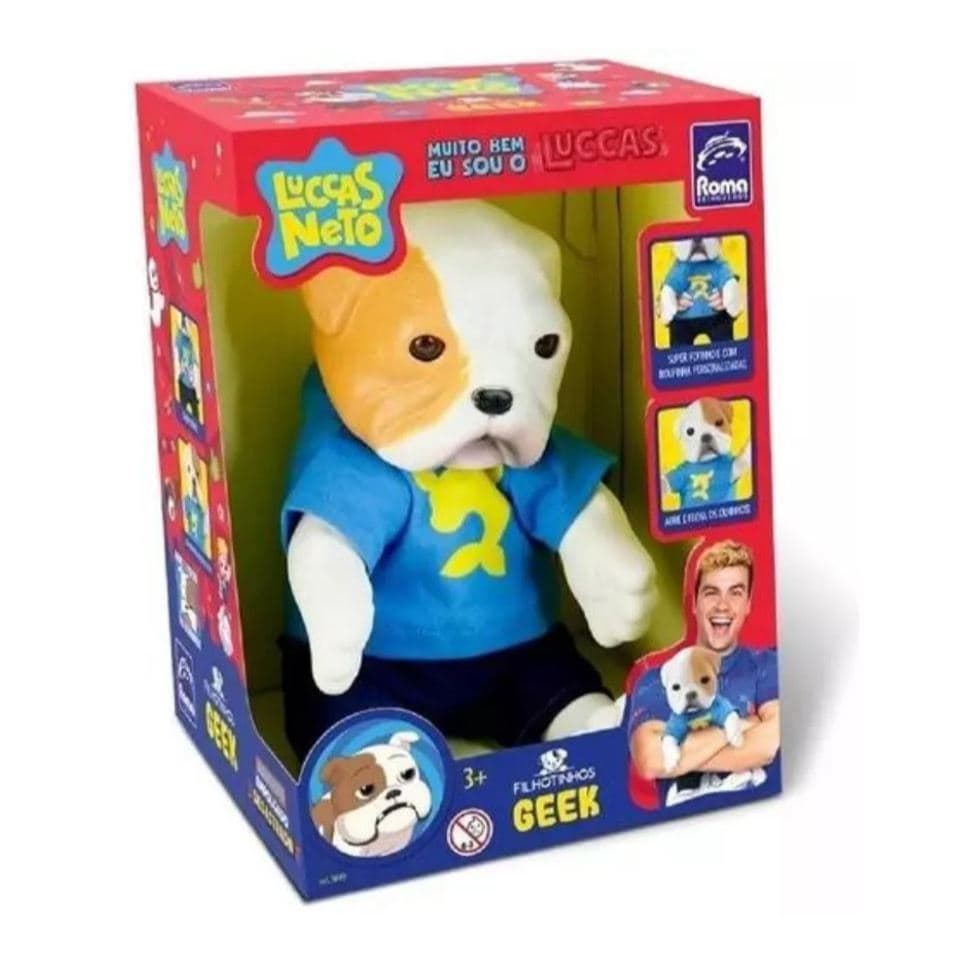 Boneco Pet Cachorro Filhotinho Geek Luccas Neto - Brinquedo Infantil - Colecionavel