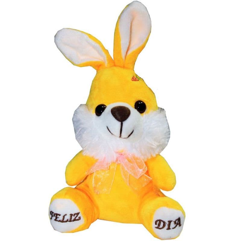 Coelho coelhinho da Páscoa de Pelúcia escrito  (FELIZ DIA) na pata, Decoração, Lembrancinha, Enfeite