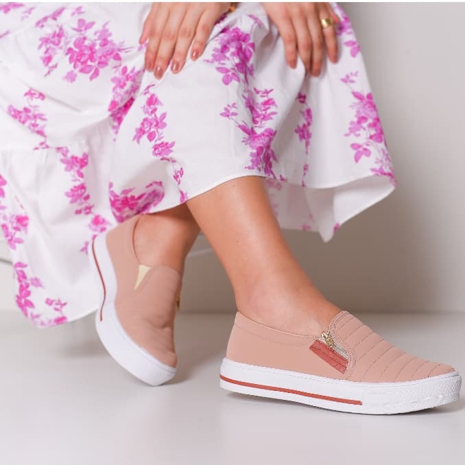 Tênis Sapatênis Sapatilha Feminino Casual Slip On Com Zíper Confortável Envio Imediato