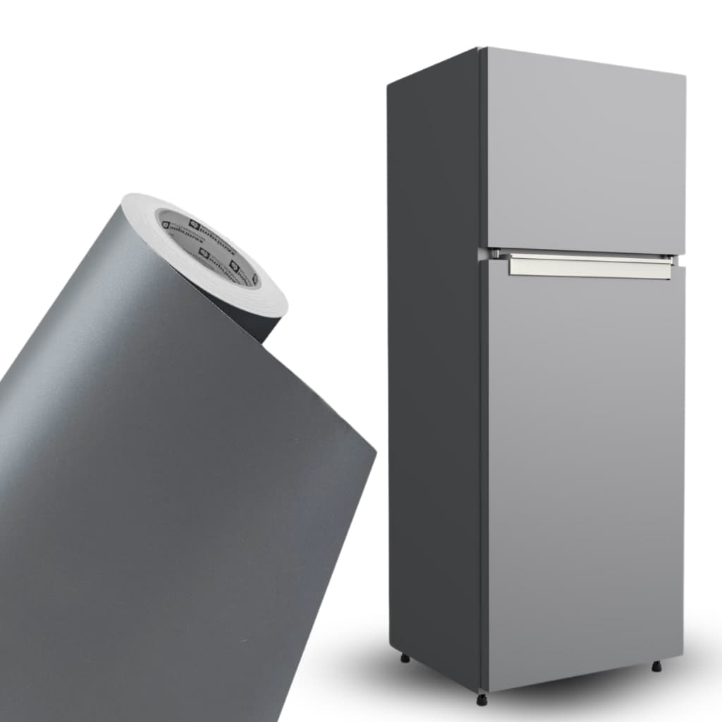 Papel Contact Prata Inox Fosco Adesivo Para Móveis Geladeira Vinil Prata Lavável Decor