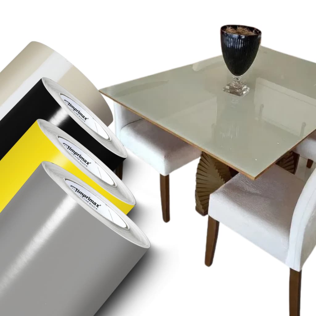 Adesivo Envelopamento Laca Mesa Armário Cozinha Geladeira Vidro Madeira Amarelo Bege Branco