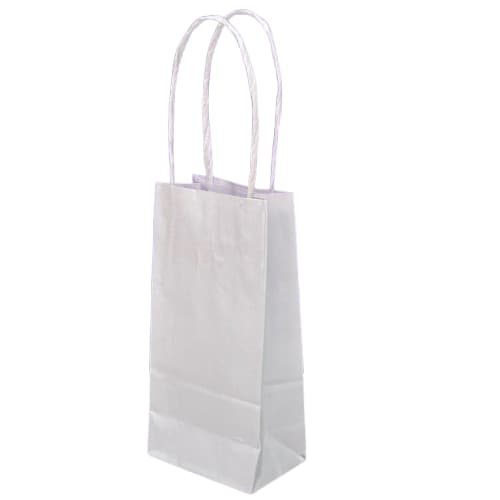 50 Mini Sacola Kraft Branca 8x5x16cm Brinde Festas Lembrancinha Semi Joias Maquiagem Presente