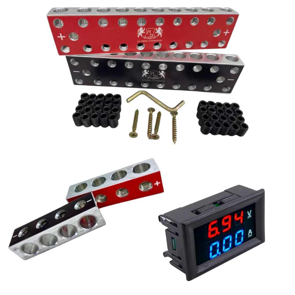 Kit Barramento Alumínium 10x10 + Adaptador + Voltímetro