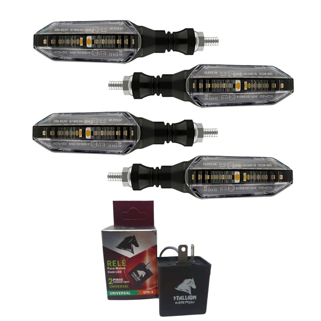 Kit Pisca Seta De Led Original Stallion Modelo Cb Twister Universal Com Rele