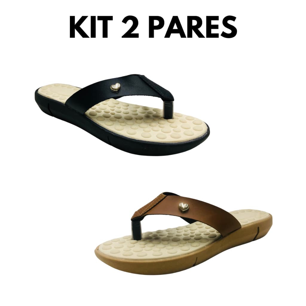 Kit 2 Chinelo Ortopédico Anatômico Feminino Versátil Sola EVA Leve Massageadora Esporão Saúde Verão