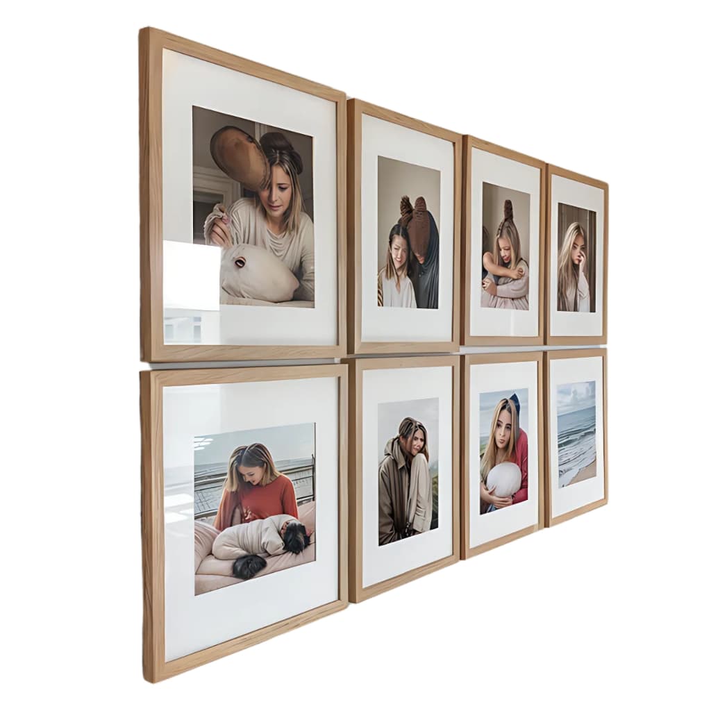 quadros decorativo moldura fotográfica 20x20 cm com paspatur moldura amadeirado kit com 6 unidades