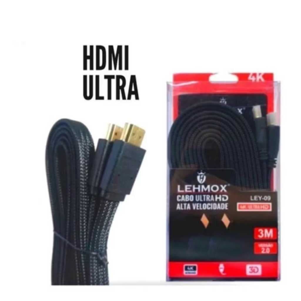 Cabo Hdmi 3M Ultra Hd 2.0 3d 4k Alta Velocidade 3 Metros Flex