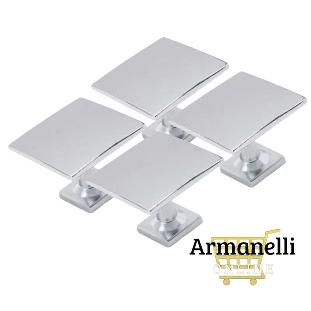 Kit 04 Puxador Metal Cromado/Escovado Ponto 1 Furo Armario 30/22 mm