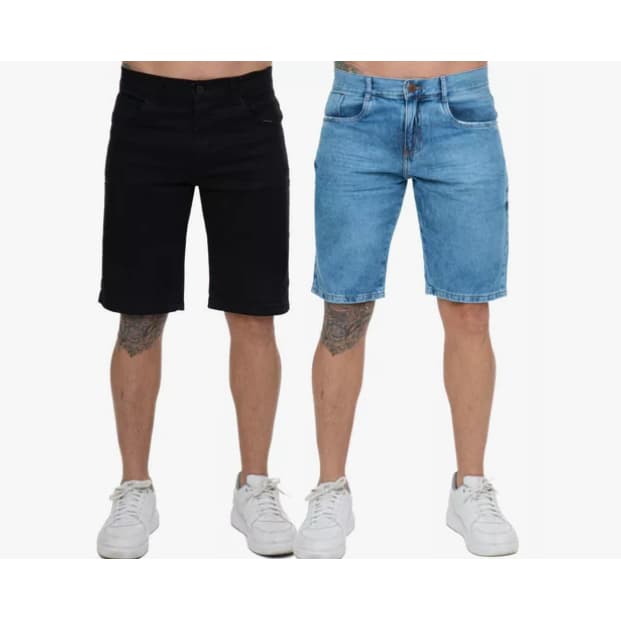 Kit 2 Bermudas Jeans Masculina Destroyed Algodão Moderna linha premium