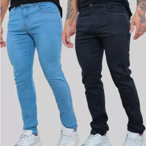 Kit 2 Calças Masculinas Skinny Modelagem Slim Com Bolsos jeans linha premium alta qualidade