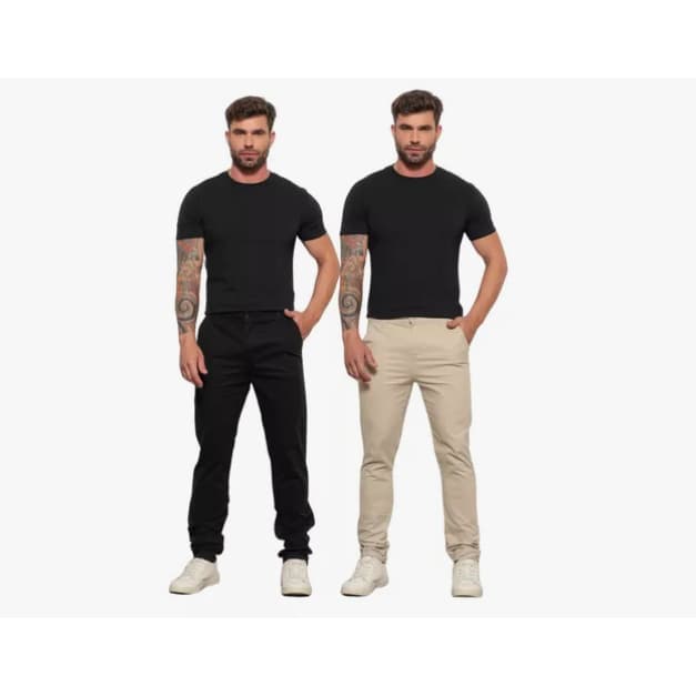 Kit 2 Sarja Calças Com Lycra Sport Fino Casual Chino moda masculina