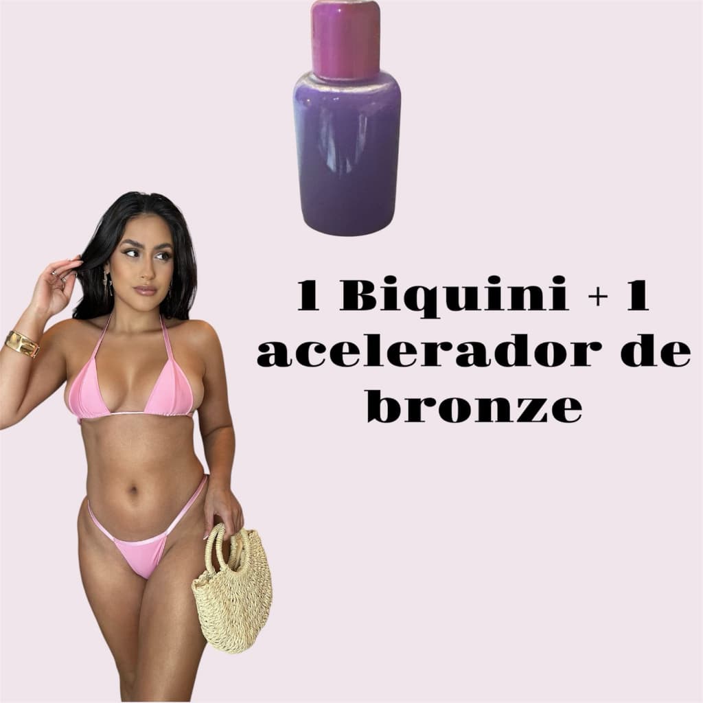 BIQUINI DE FITA COM REGULAGEM + 1 ACELERADOR DE BRONZEADO 30ML PRAIA SOL CLUBE PELE DOURADA