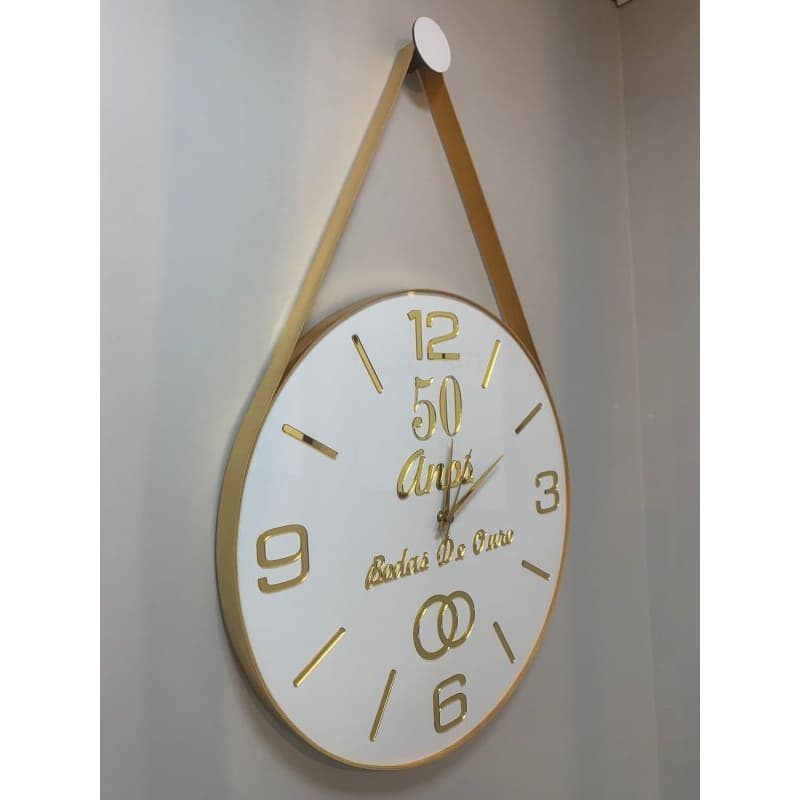 Relógio Personalizado BODAS:OURO ou PRATA + 2 NOMES, 40 ou 50cm diâmetro, letreiros, números, ponteiros, alça dourados .