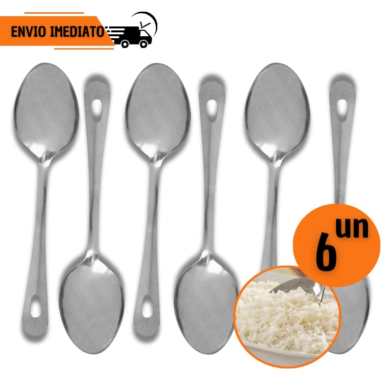 KIT 6/ 4 ou 2 Colheres de Arroz Grande Inox Cozinha Restaurante Servir Multiuso Utilitária