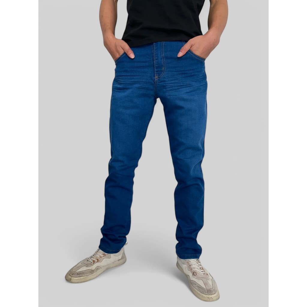 Calça Jeans Masculina Corte Reto Jinlon - Azul Clássico Premium com Bolsos Reforçados