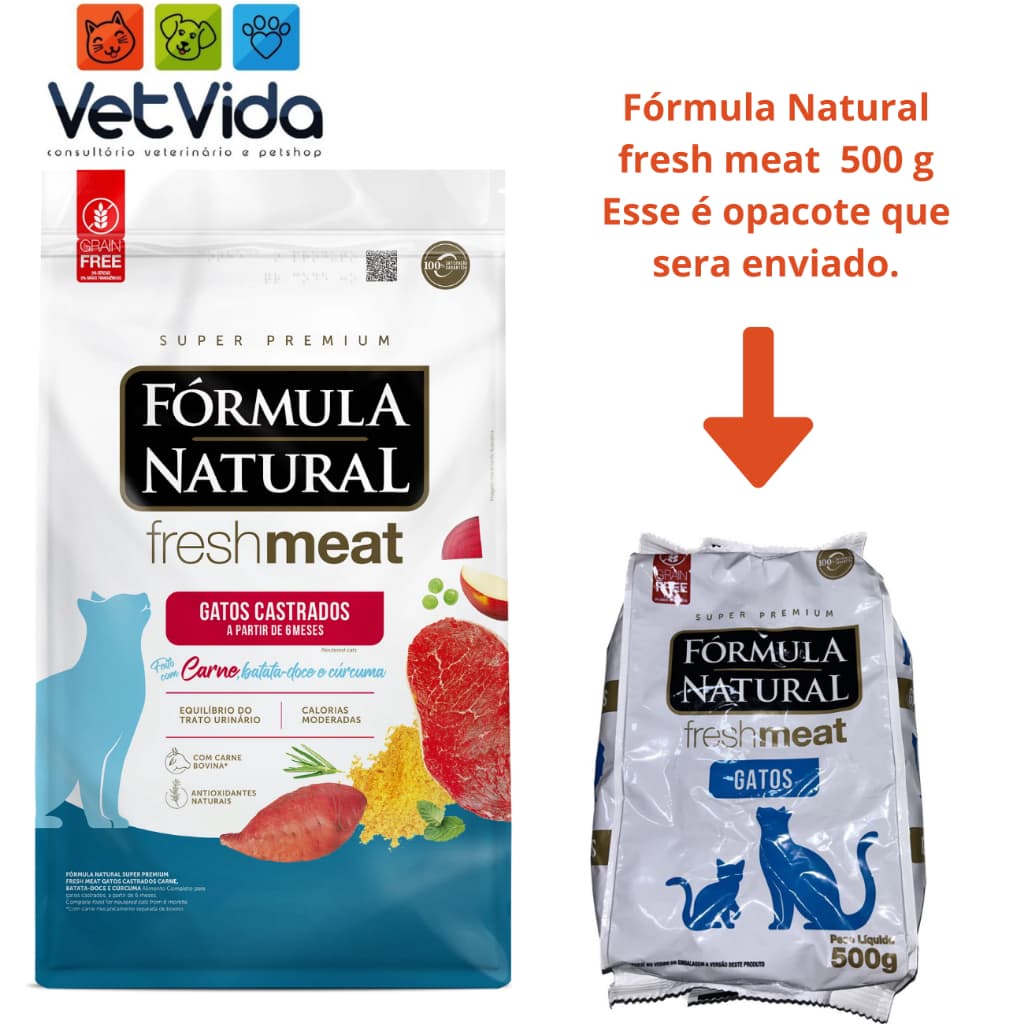 RAÇÃO FÓRMULA NATURAL FRESH MEAT GATOS CASTRADO CARNE - GRANEL 1KG.