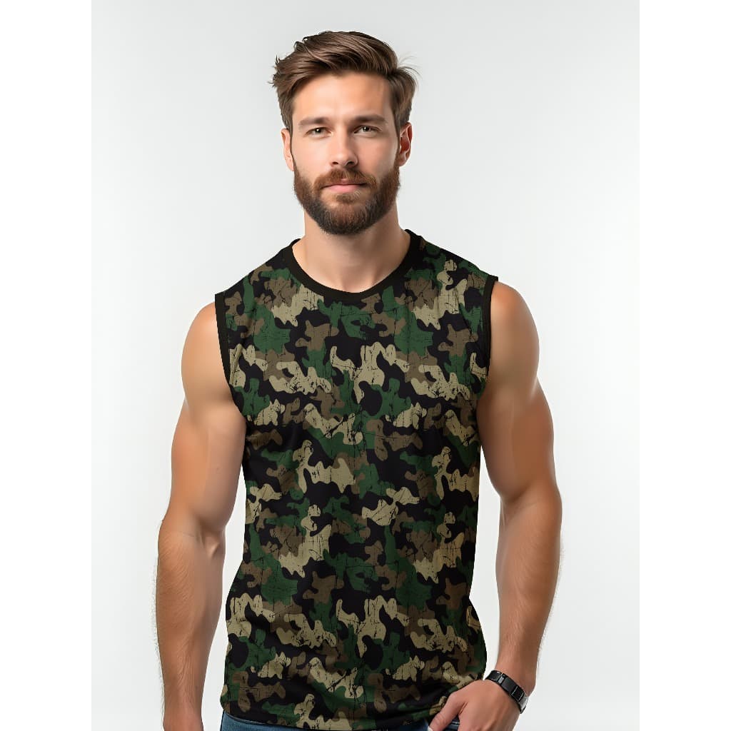 Camiseta Dry Fit Masculina UV 50+ Camuflada verde Estampada Academia Corrida Treino Casual
