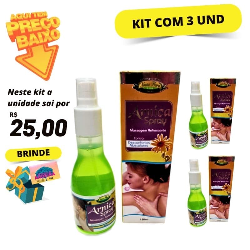 Kit com 3 Spray de Arnica Nossa Flora 150ml