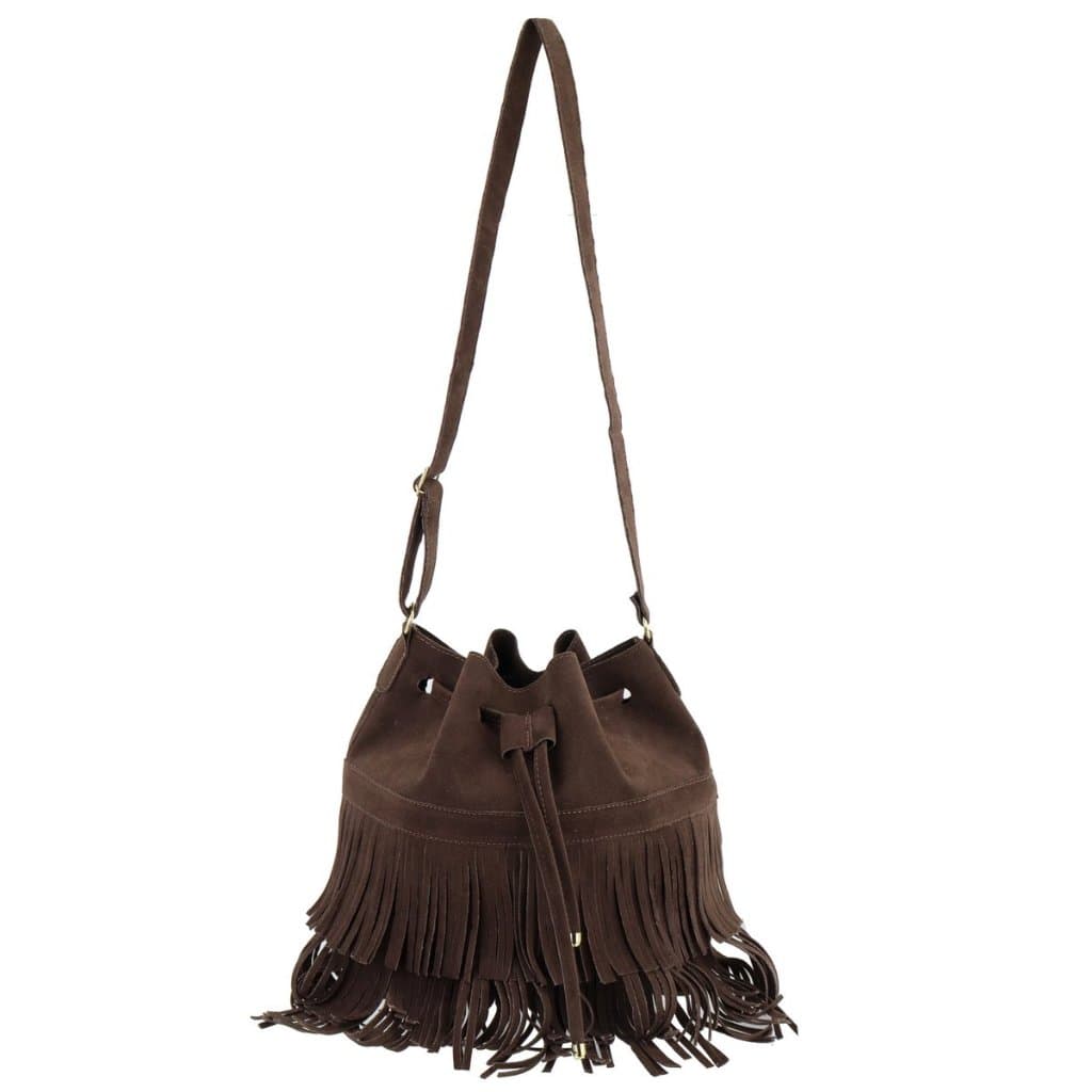 Bolsa Feminina Camurça Transversal Franja Lateral Alça Corrente Ombro Moda Boho Elegante Envio Rápido