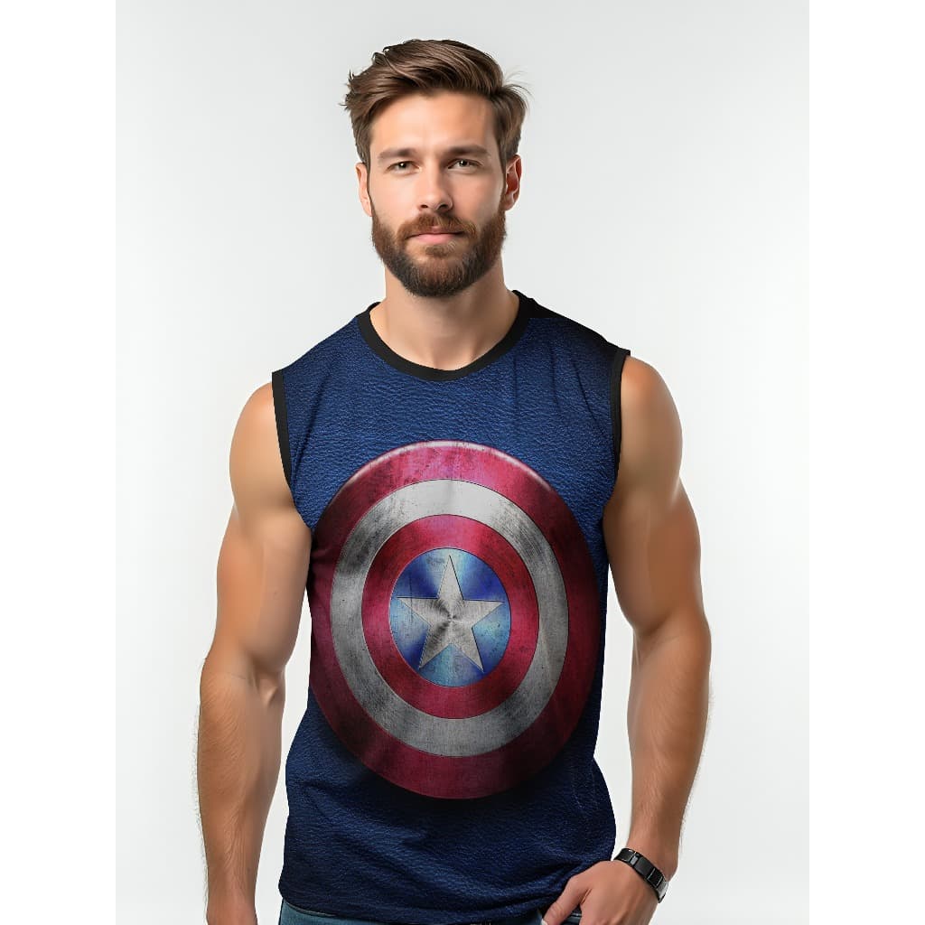Camiseta Dry Fit Masculina UV 50+ Escudo Capitão Estampada Academia Corrida Treino Casual