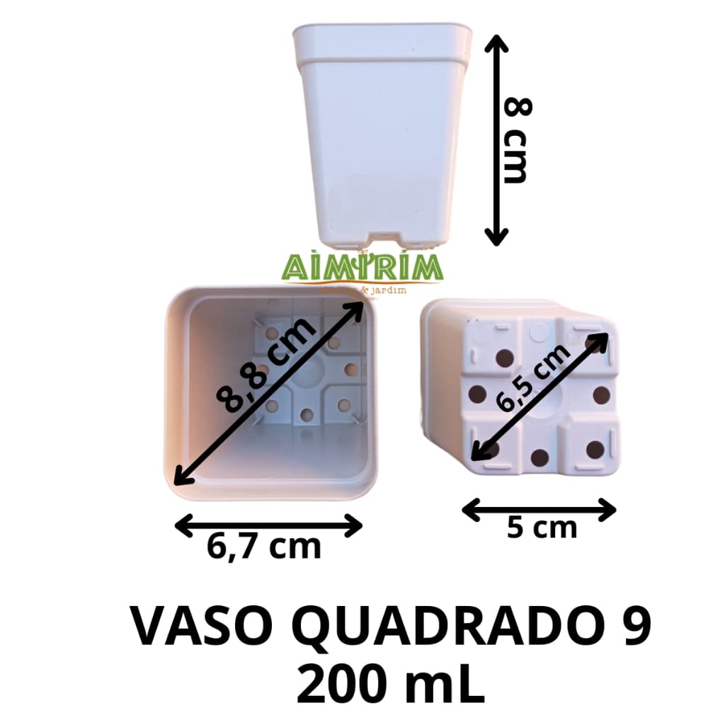 Vaso quadrado branco pote 9 com 200 ml