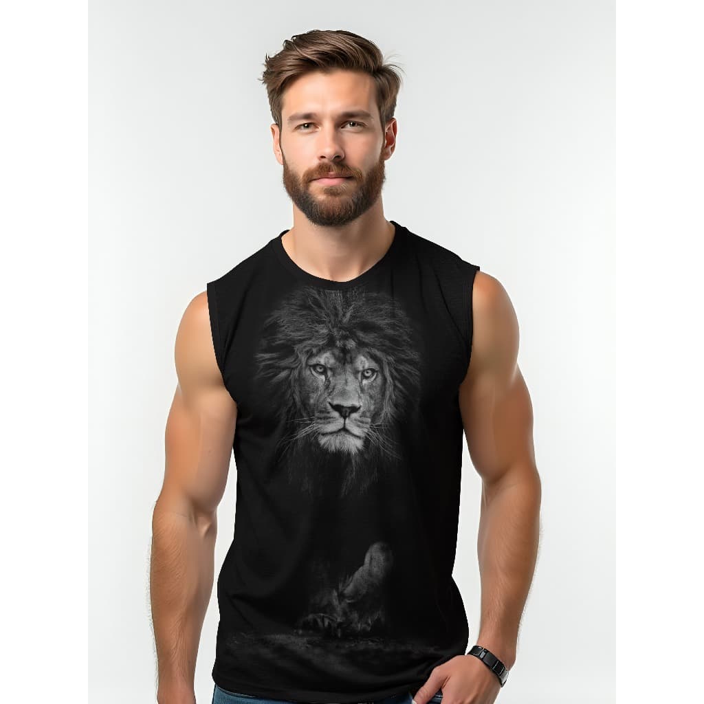 Camiseta Dry Fit Masculina UV 50+ Leão Sombra Estampada Academia Corrida Treino Casual